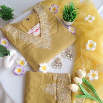 Golden Glow Embroidered Suit Set