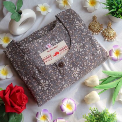 Grey Elegance Ensemble Monochrome Long Kurta - EOFY SALE