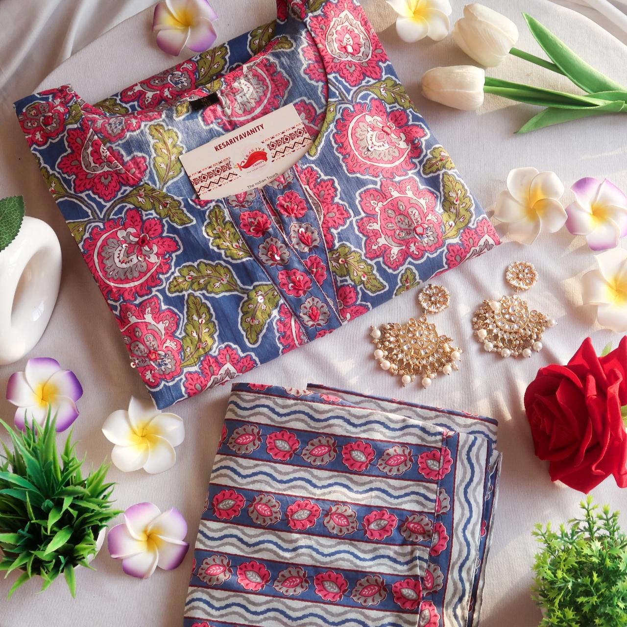 Floral Radiance Sequin Ensemble Suit Set