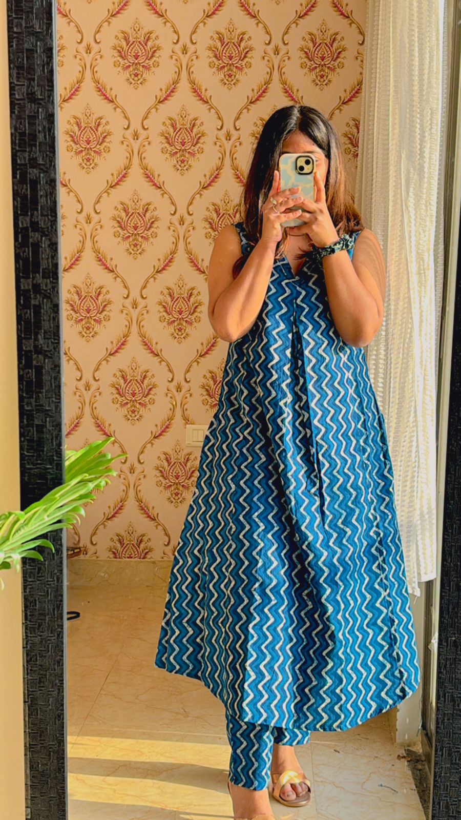 Indigo Zigzag Elegance Office/Regular Wear Suit Set - Comforter Set - Image 2