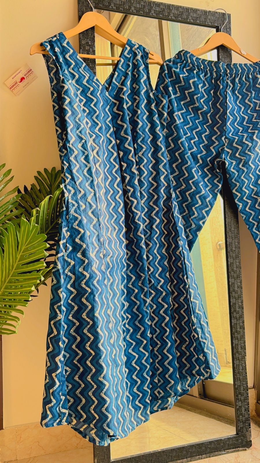 Indigo Zigzag Elegance Office/Regular Wear Suit Set - Comforter Set - Image 3