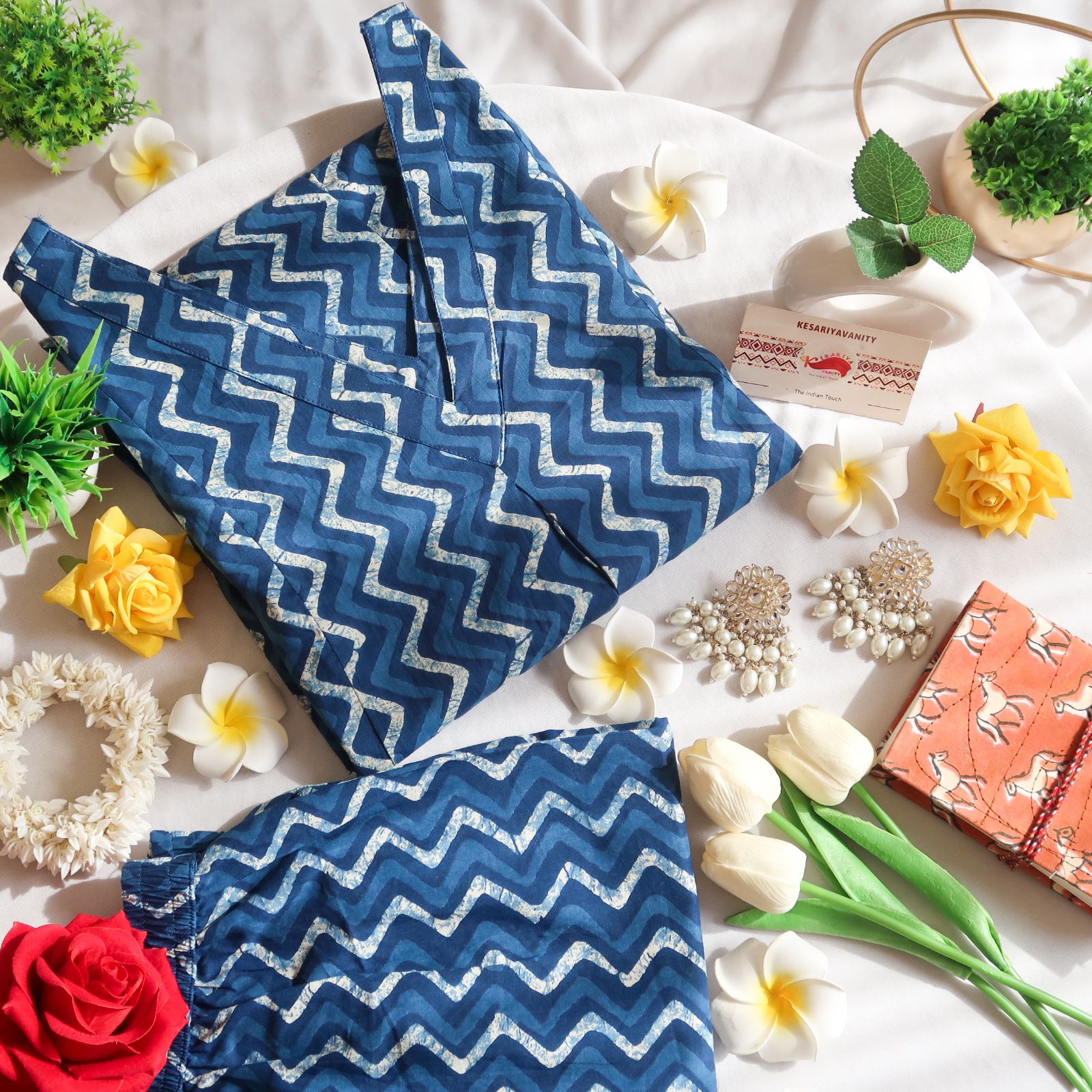 Indigo Zigzag Elegance Office/Regular Wear Suit Set - Comforter Set