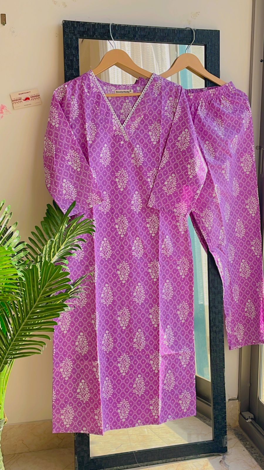 Lavender Lace Suit Set - Sukoon 3.0 (Slim Fit) - Image 2