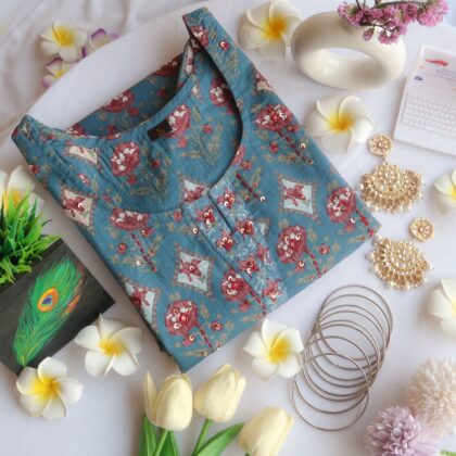 Blueberry Blooms Long Kurta - Launch 17