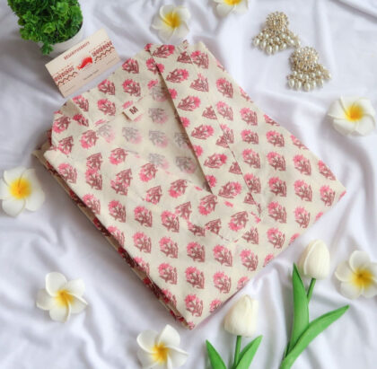 Creamy Florals V-Neck Long Kurta - EOFY SALE