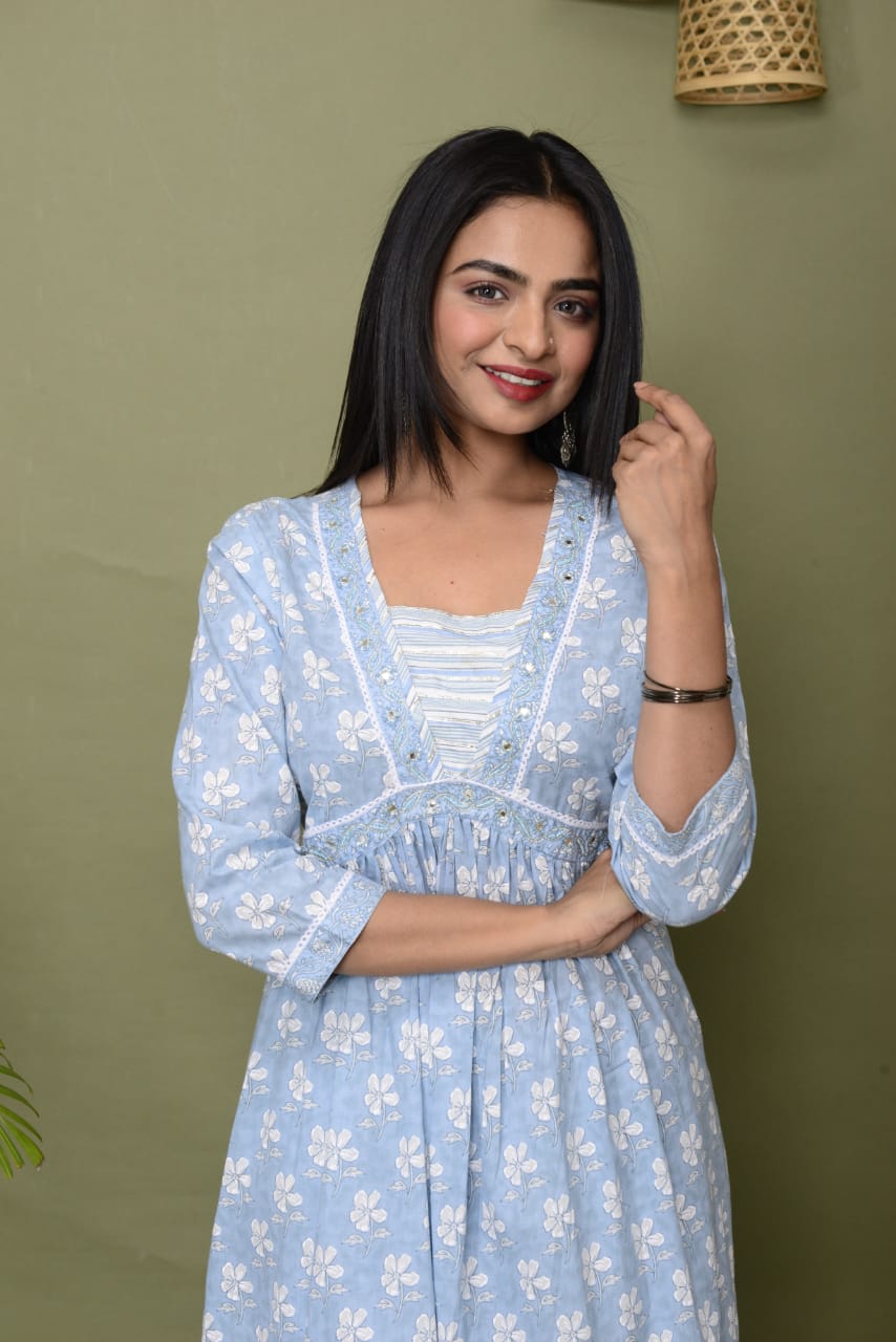 Azure Blossom Delight Suit Set - Image 2