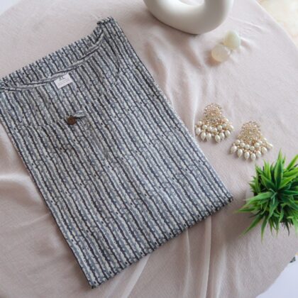 Monochrome Vertical Lines Long Kurta :SOS