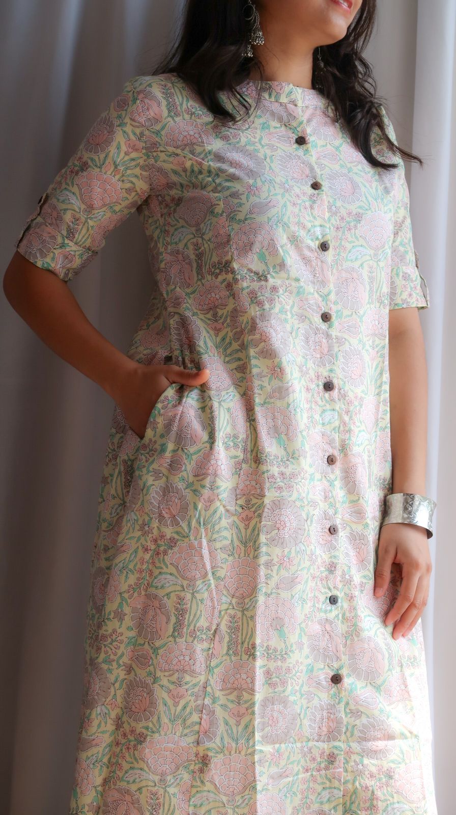 Daily Essential: Enchanting Pastel Blooms Long Kurta - Image 4