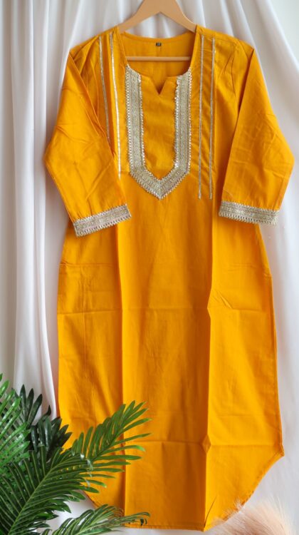Mustard Gota Work Long Kurta - EOFY SALE
