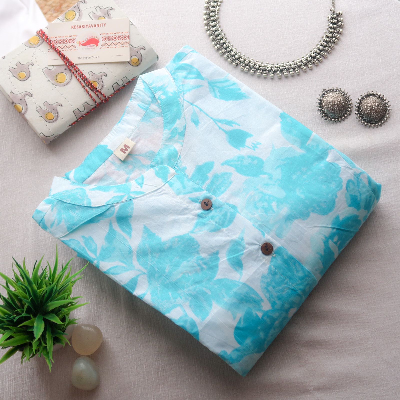 Daily Essential: Botanical Sky Symphony Long Kurta