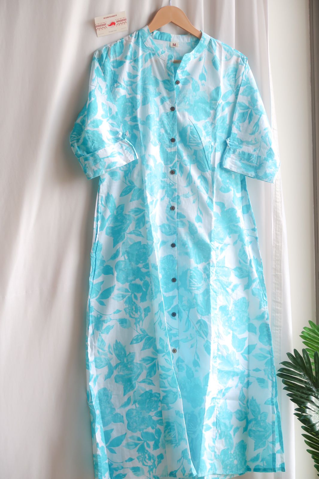 Daily Essential: Botanical Sky Symphony Long Kurta - Image 2