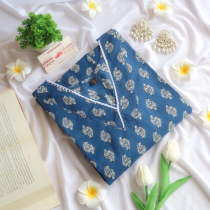 Navy Noir V-Neck Long Kurta - EOFY SALE