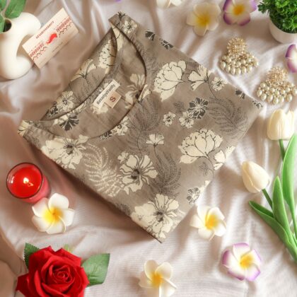 Monochromatic Bloom full Sleeves Long Kurta