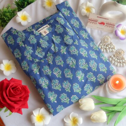 Ocean Bloom Fusion Churidaar Sleeves Long Kurta