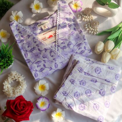 Purity in Lavender Lace Suit Set - Sukoon (Slim Fit)