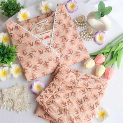 Peachy Petal Lace Suit Set - Sukoon 5.0 (Slim Fit)